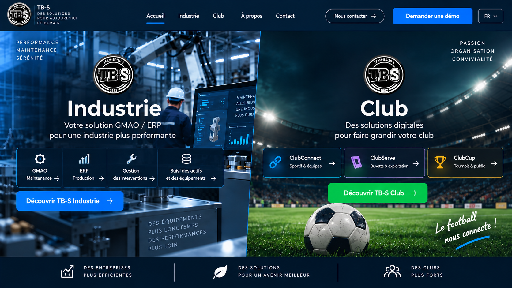 TB-S Industrie et TB-S Club : GMAO ERP, ClubConnect, ClubServe et ClubCup